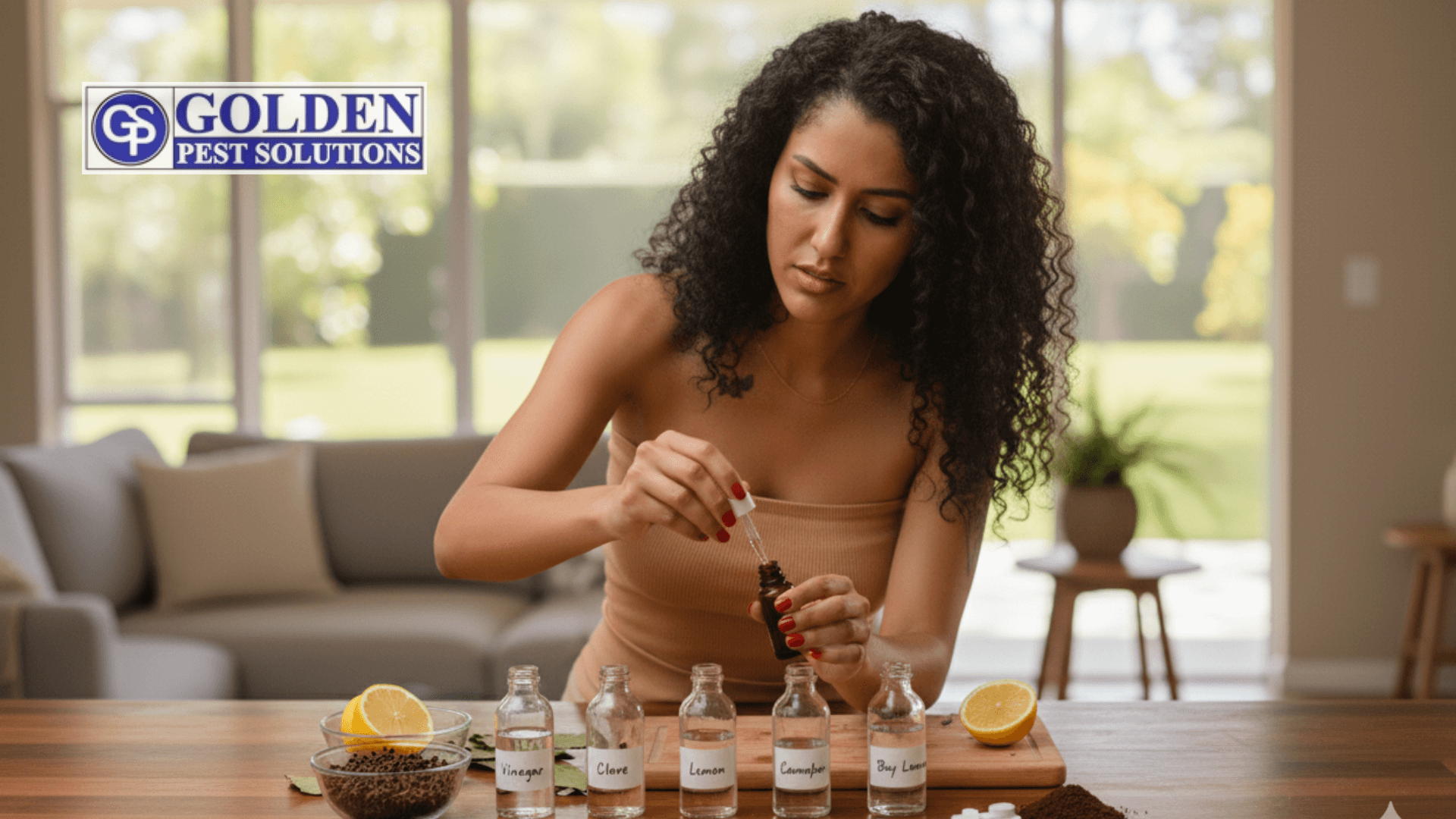 hot lady preparing fly control oil at home